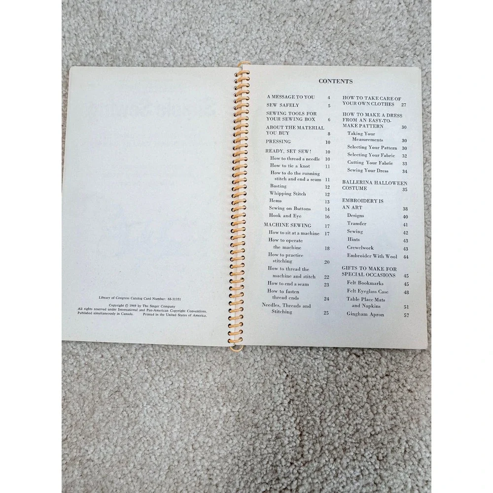 Vintage Singer Simple Sewing Book 1969 Easy-To-Do Spiral Craft Instruction